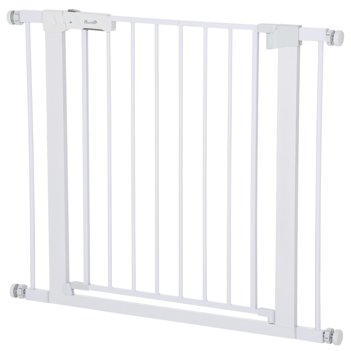 Metallist turvavärav automaatse sulgumisega, 75–96 cm, valge