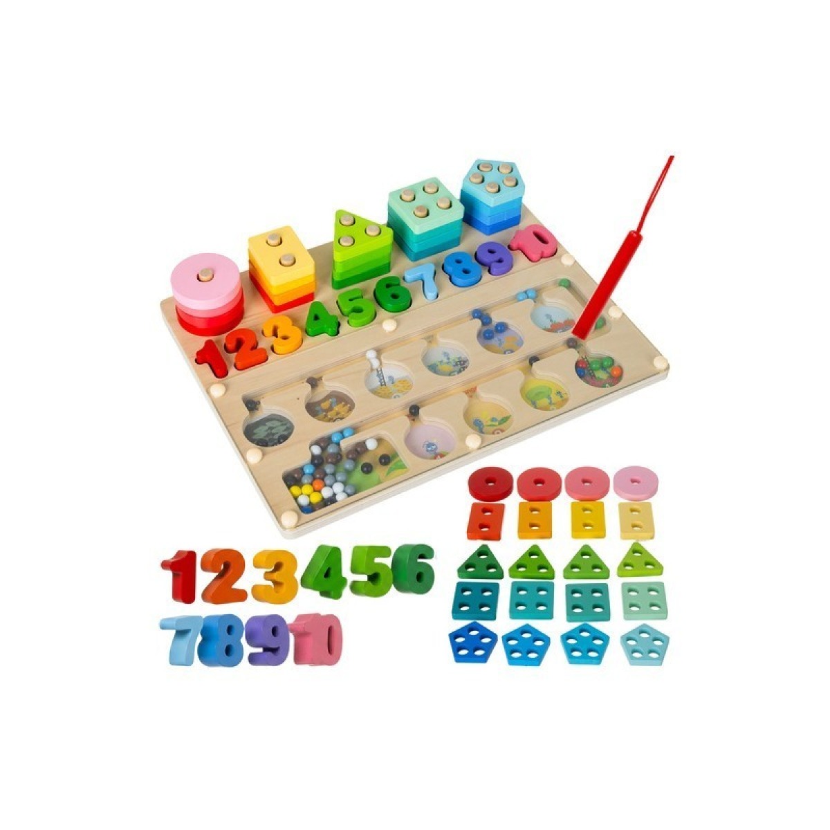 Kruzzel 3-in-1 Montessori koka šķirotājs