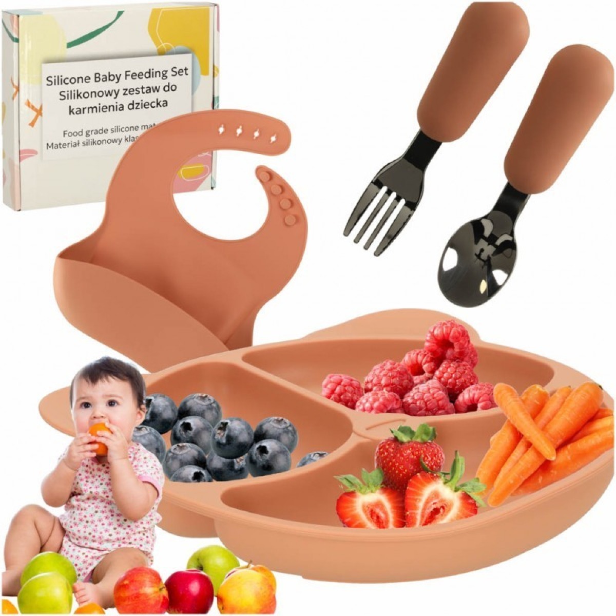 4 daļu trauku komplekts Teddy, oranžs