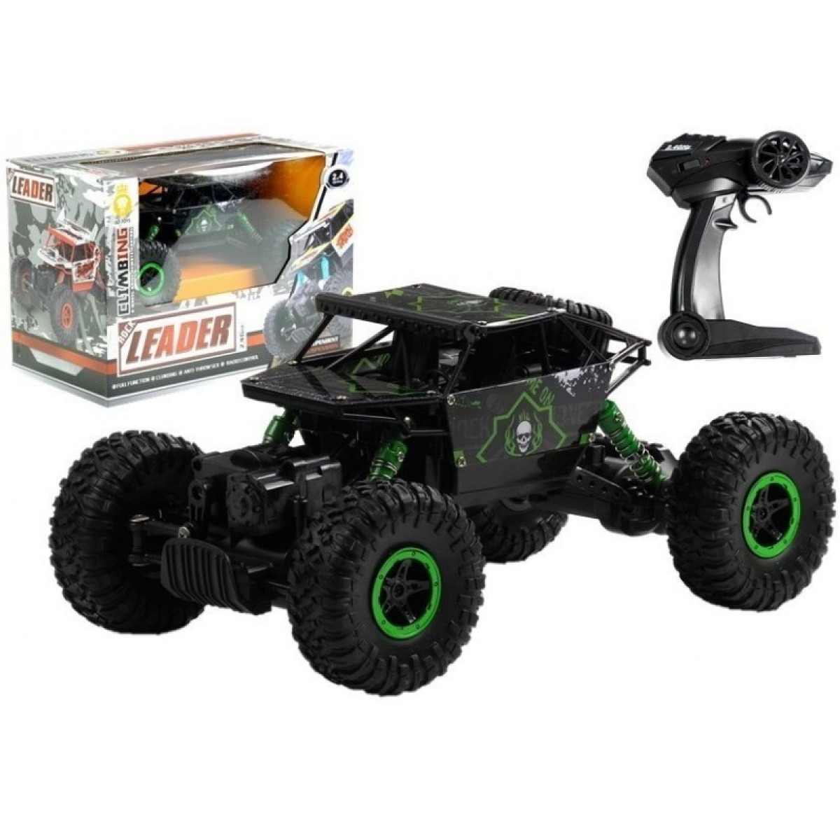 Zaļš radiovadāms monster truck 1:18