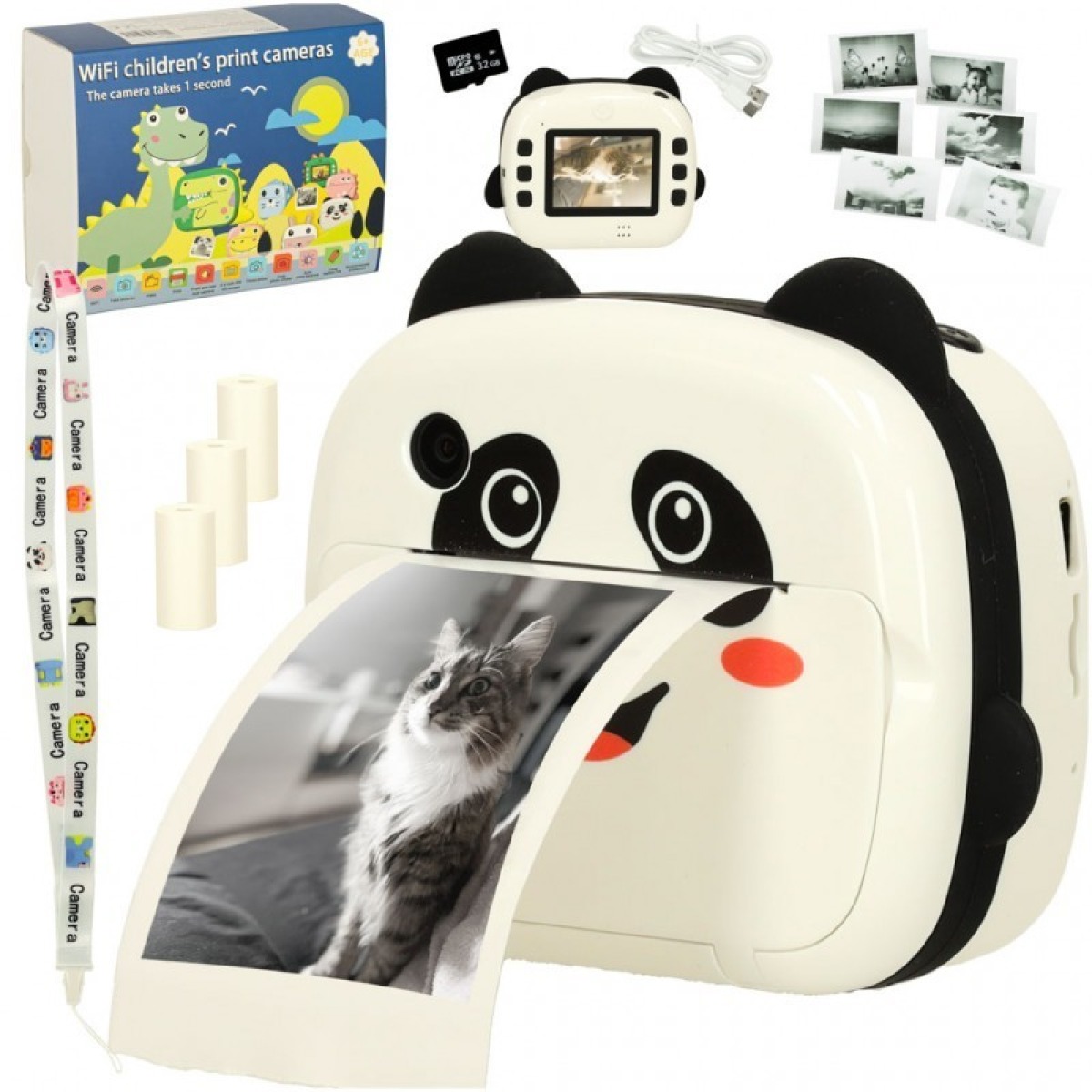 Panda bērnu kamera ar tūlītējo druku + 3 papīra ruļļi