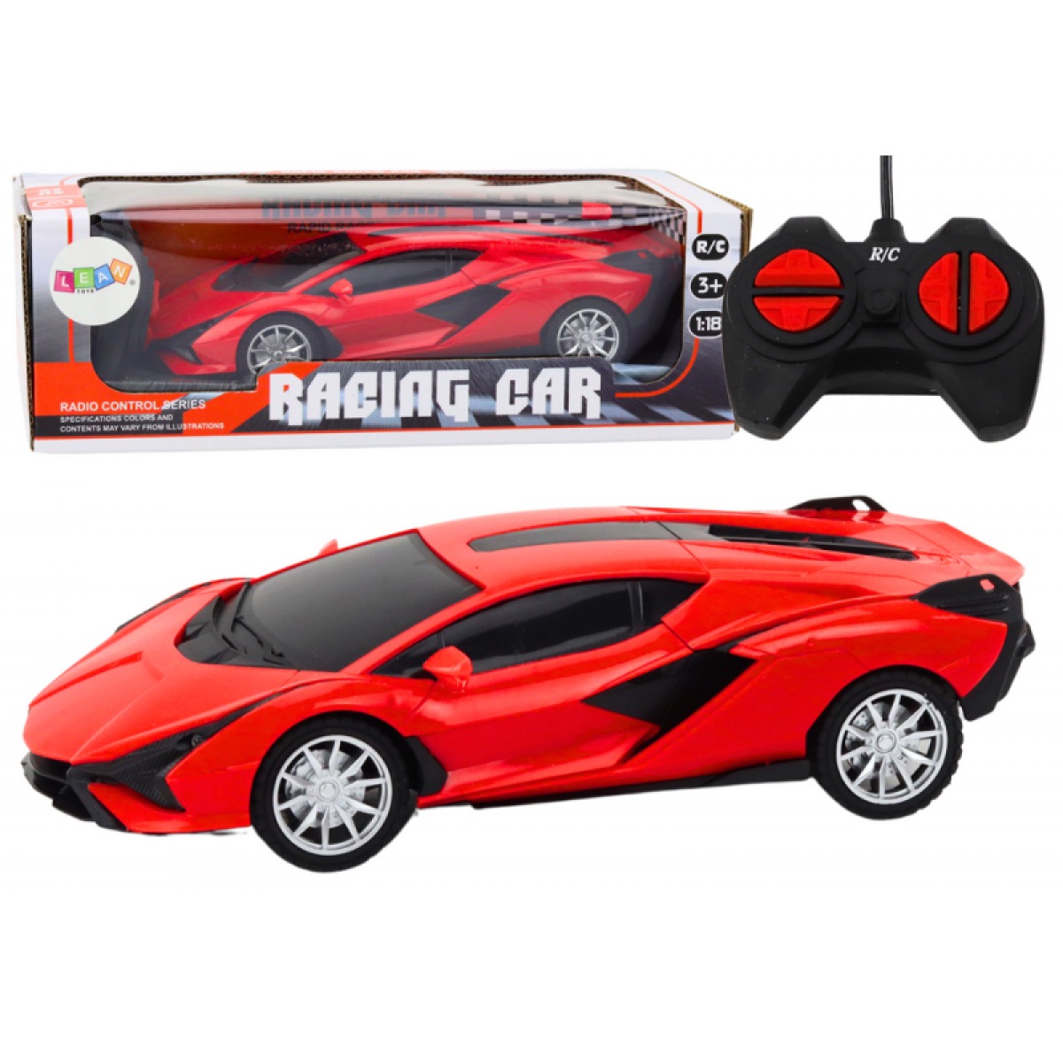 Puldiga RC sportauto, punane, 1:22