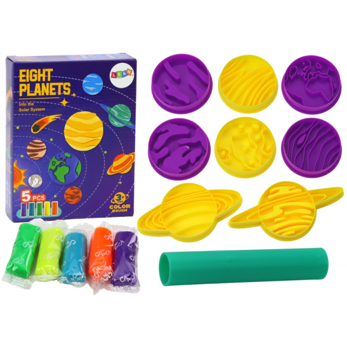 Plastiliini komplekt, 8 planeeti ja 5 värvi plastiliini