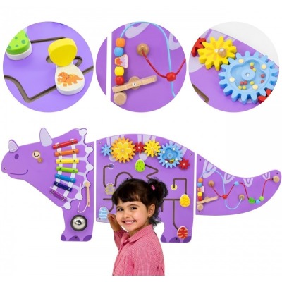 Hariduslik Montessori dinosauruse puidust tegelustahvel