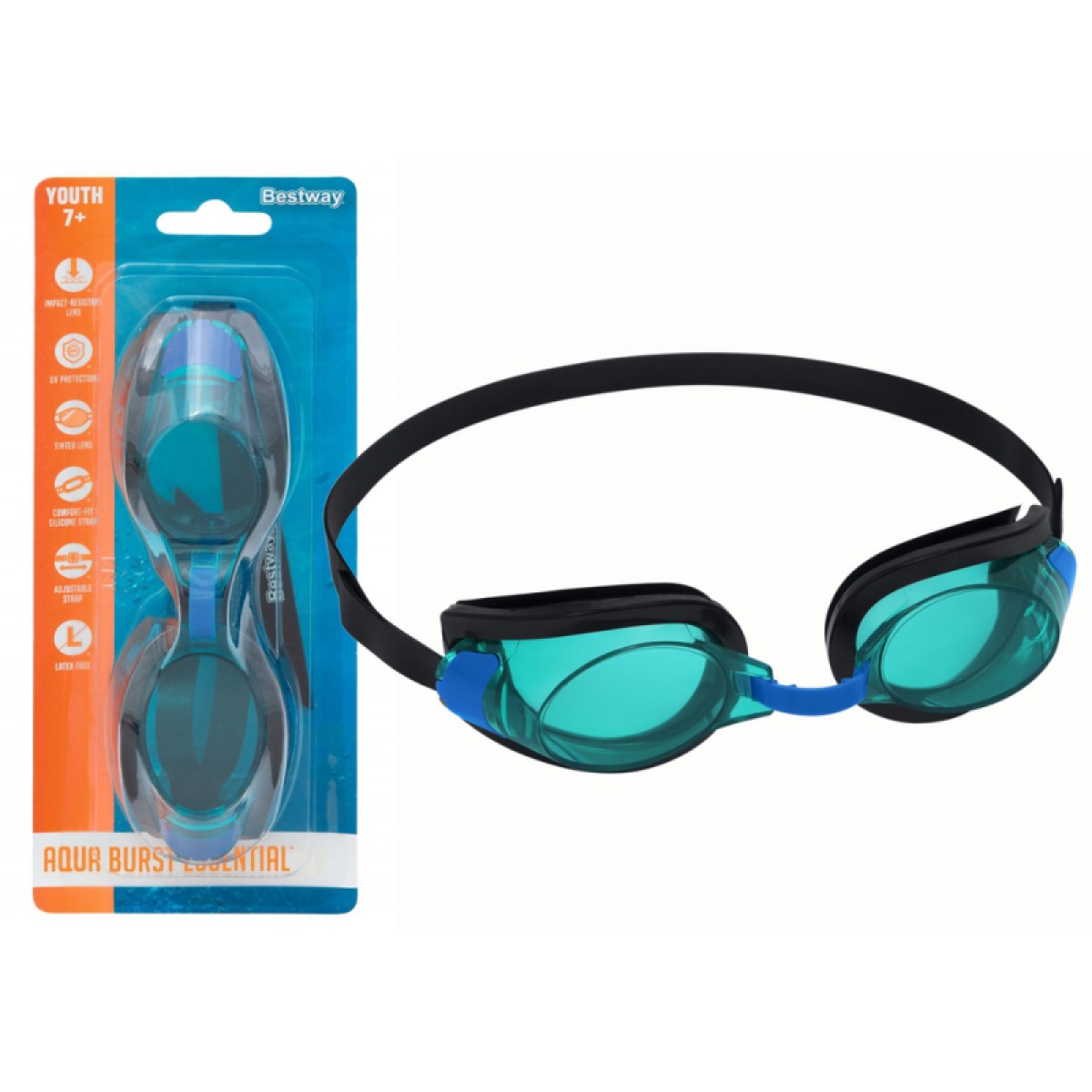 Peldbrilles 7+, zilas, Bestway