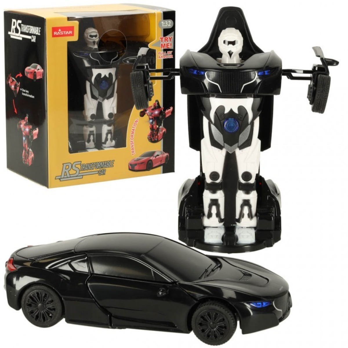 Mini auto-transformators robots melnā krāsā