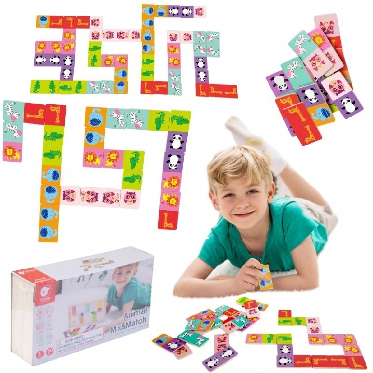 Classic World dzīvnieku domino spēle, 30 gab.