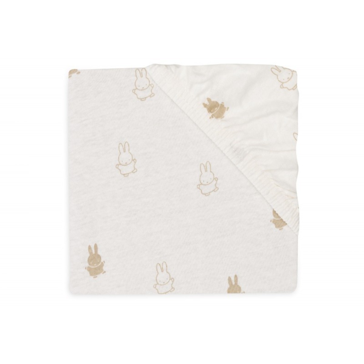 Kummiga voodilina Jersey 60x120cm Happy Miffy Nougat