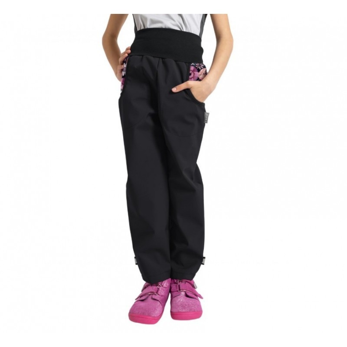 Fliisvoodrā Softshell bikses Basic, melnas/magic flowers