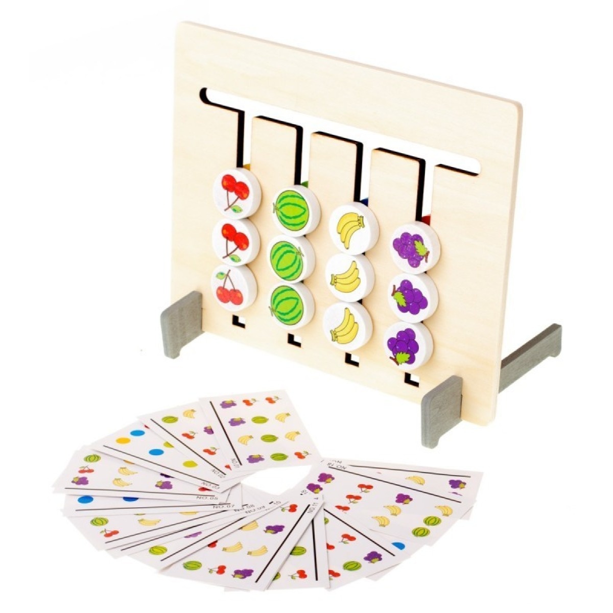 Montessori mäng, sobita värvid ja puuviljad