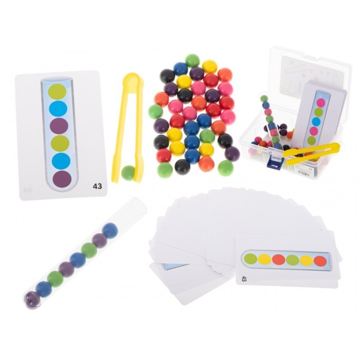 Montessori mācību spēle ar krāsainām bumbiņām