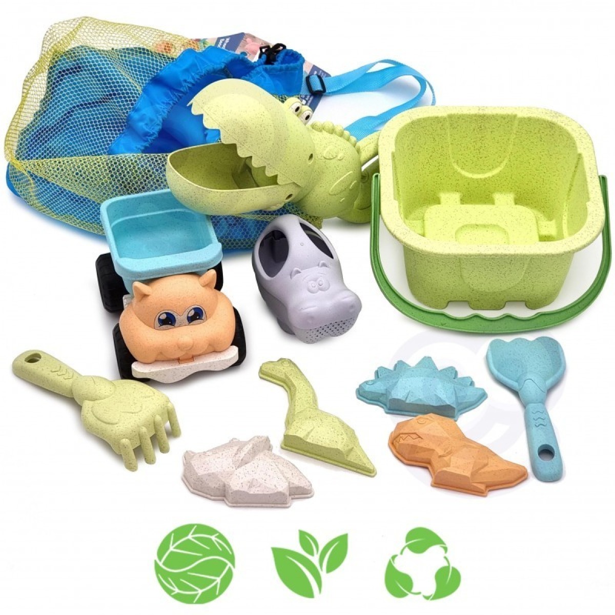 Smilšu rotaļlietu komplekts, 10 gab., BIODEGRADĒJAMS ORGANISKS MATERIĀLS