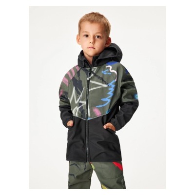 Laste softshell jope fliisvoodriga Slim, must / fantasy