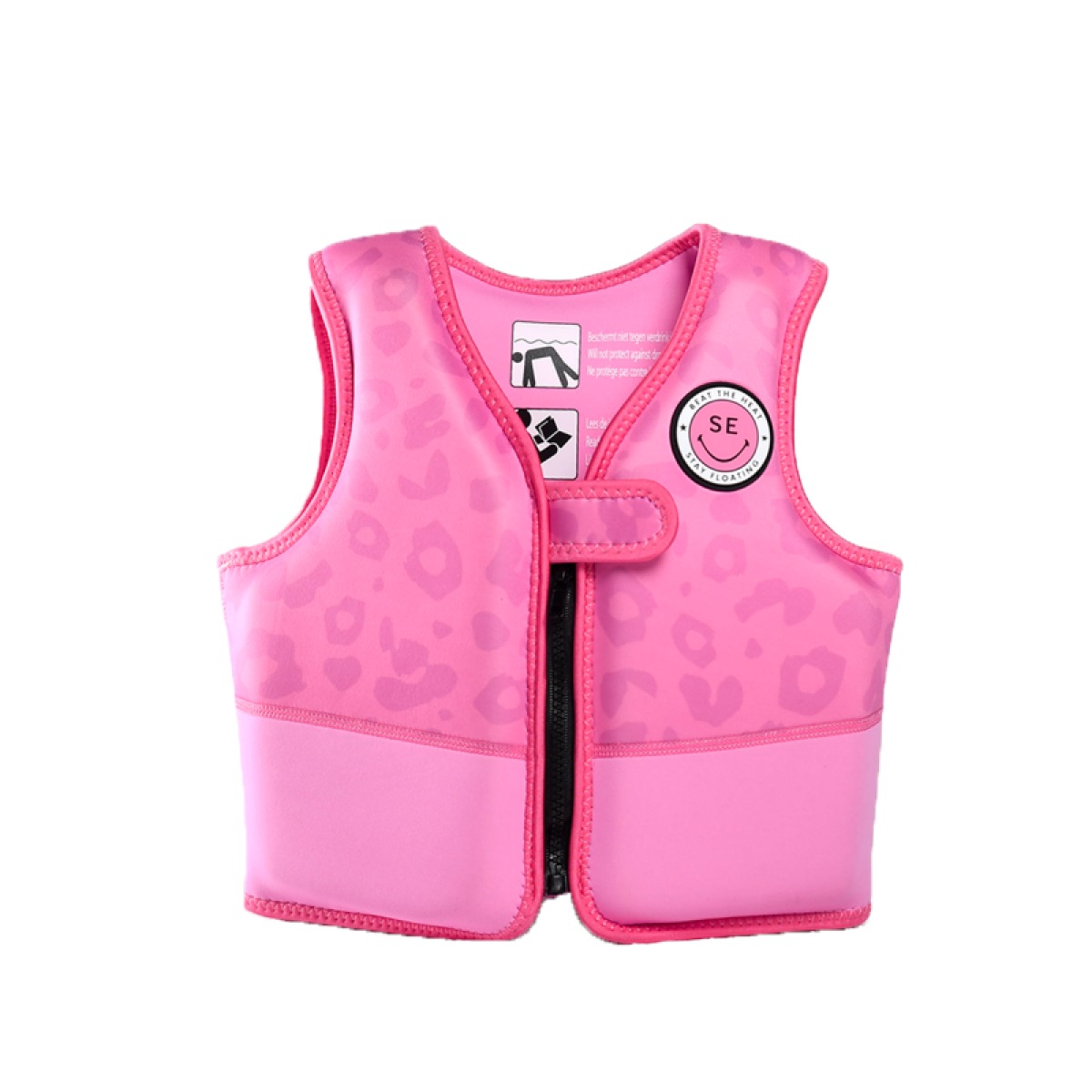 Ujumisvest / päästevest bērniem 18-30 kg, Leopard Pink