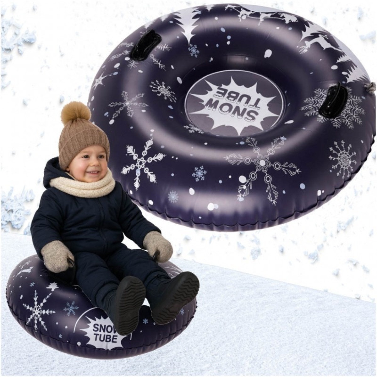 Piepūšamā sniega kamera ar rokturiem, PVC, Ø110 cm, maks. 100 kg