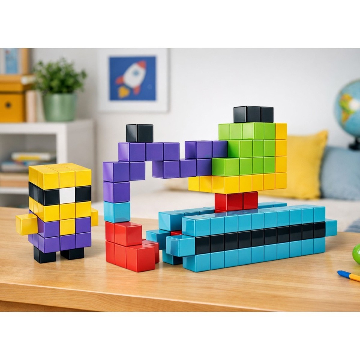 Magnētiskie klucīši 3D kubu veidošanai, 96 gab.