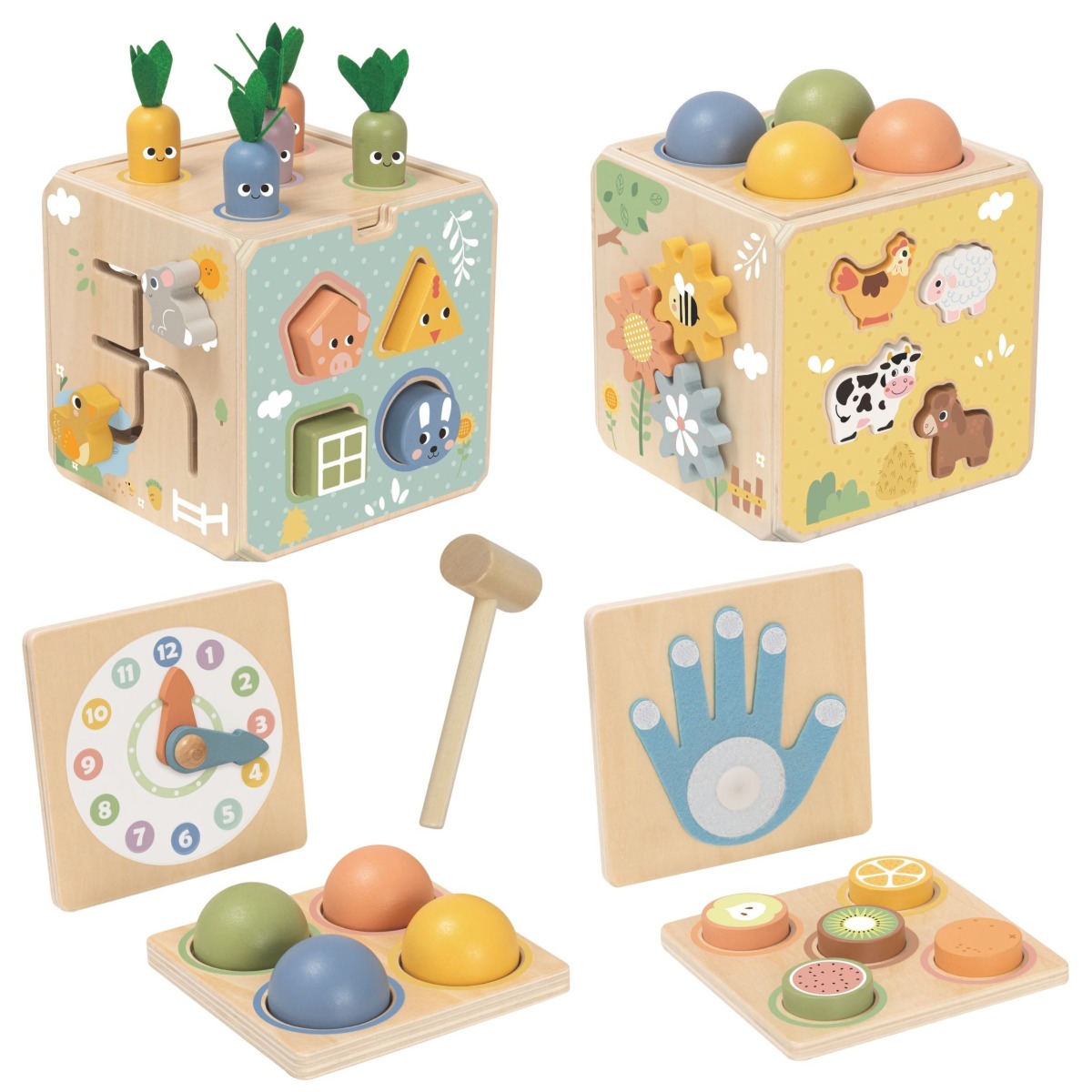 TOOKY TOY koka izglītojošais kubs 5 vienā, 27 detaļas