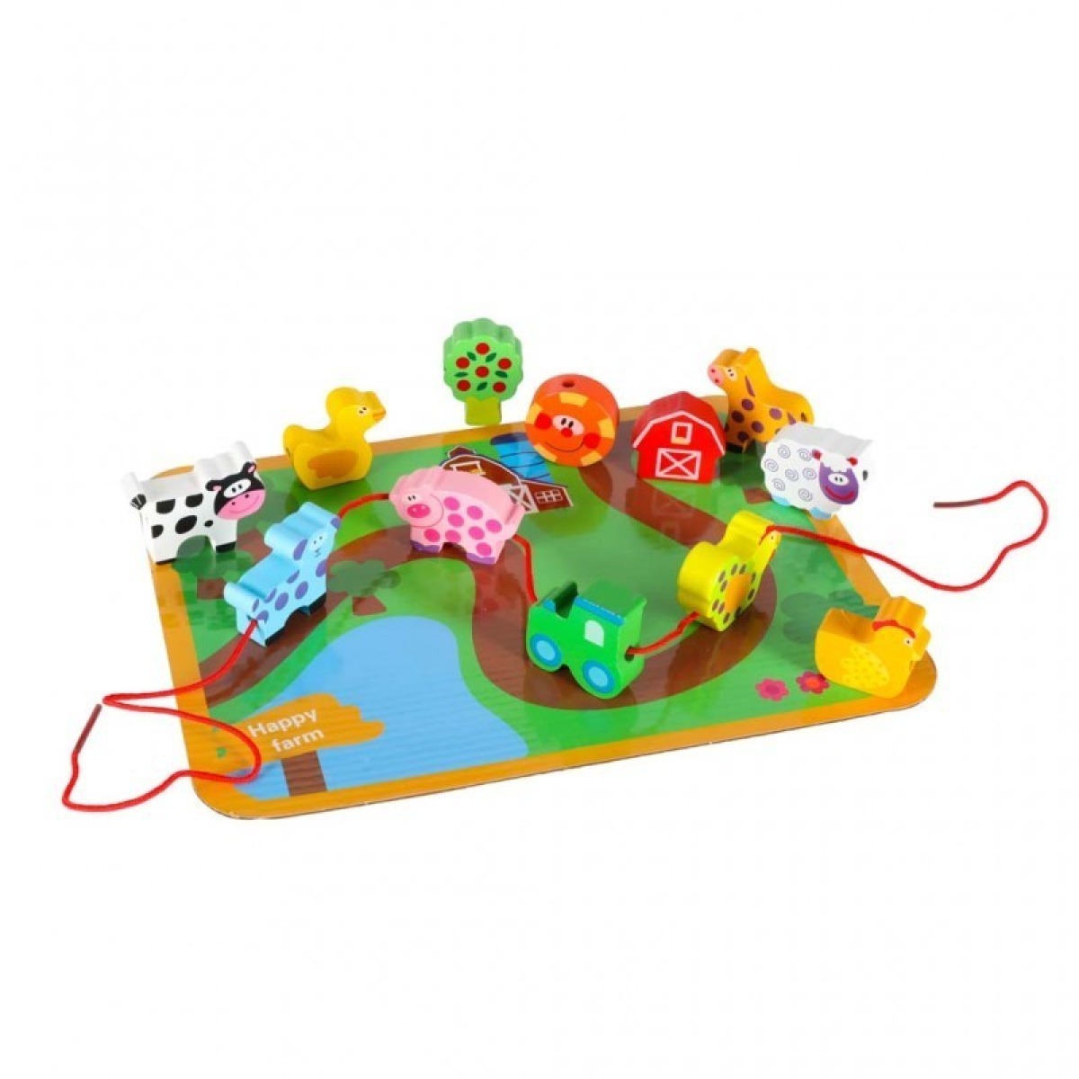 Koka lauku tematikas veramie klucīši ar dēlīti, 12 gab.