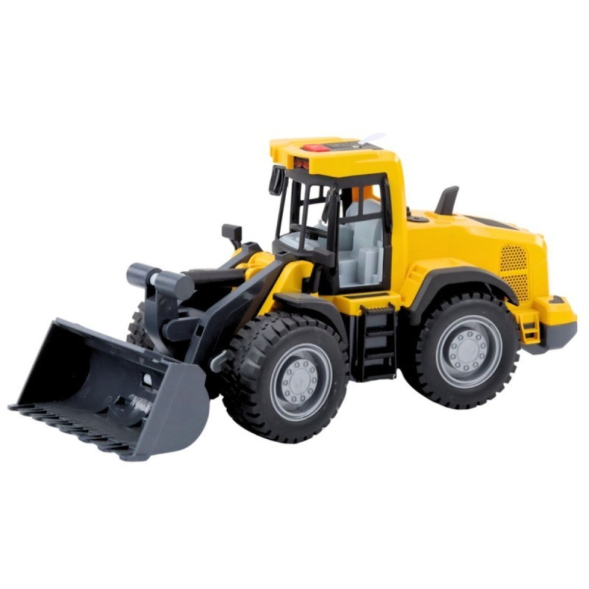 Dzeltens buldozers ar gaismām un skaņām