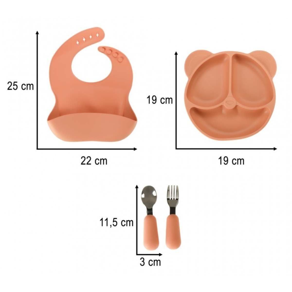 Sööginõud, 4 osaline, teddy, oranž