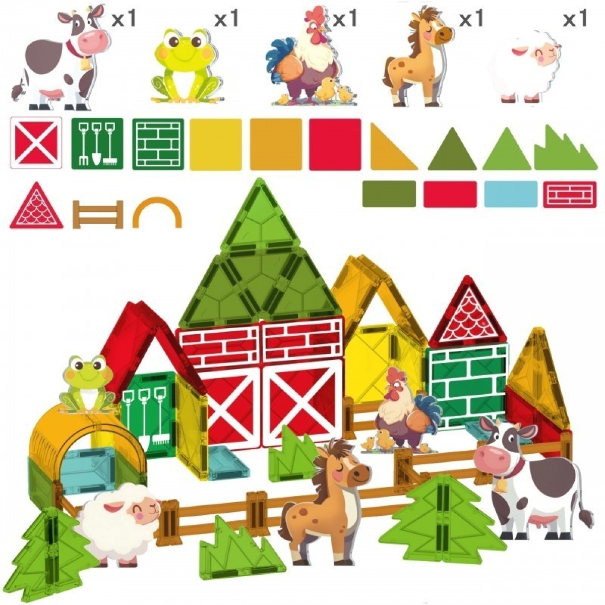 Magnētiskie FARM klucīši ar 5 dzīvniekiem, 30 gab.