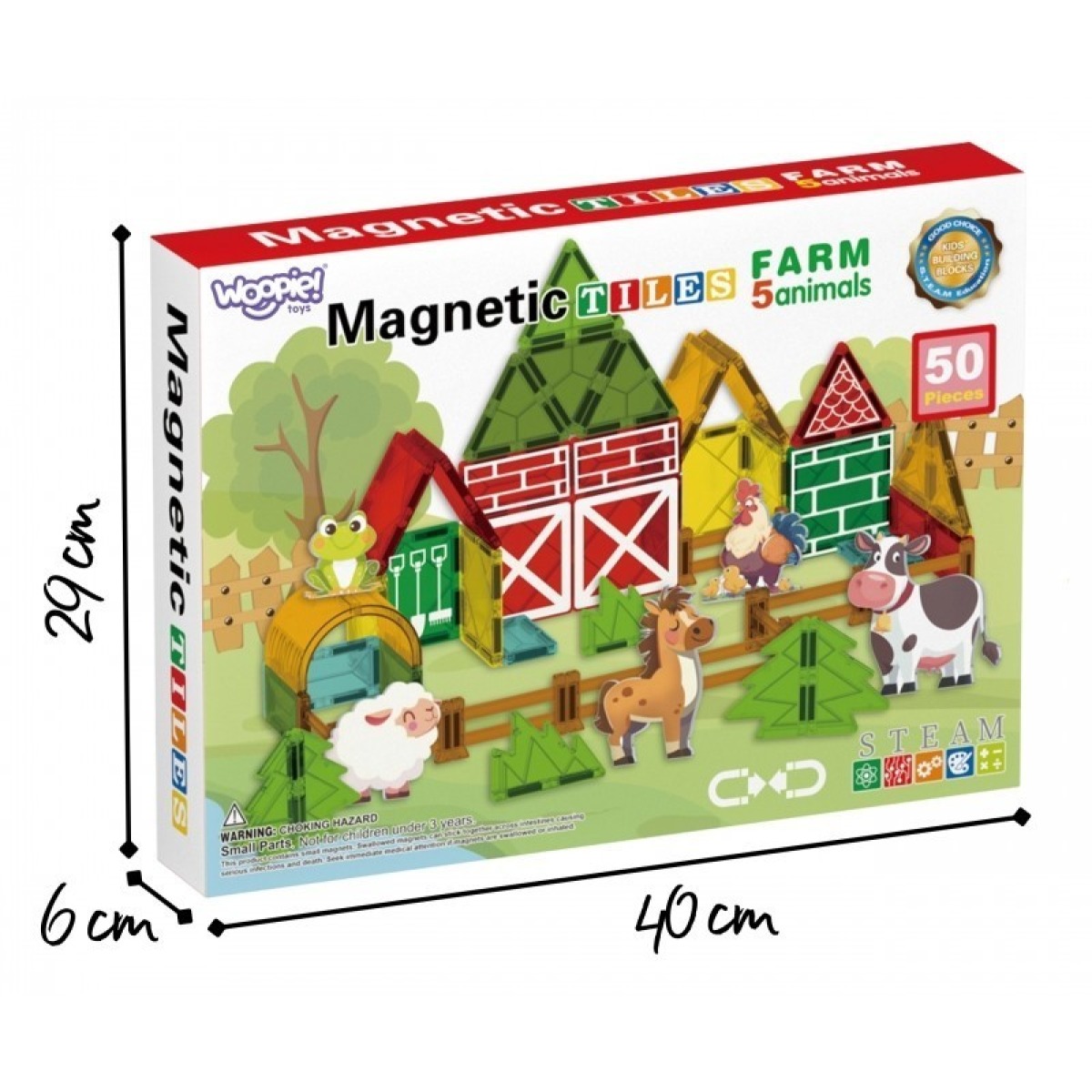 Magnētiskie FARM klucīši ar 5 dzīvniekiem, 30 gab.