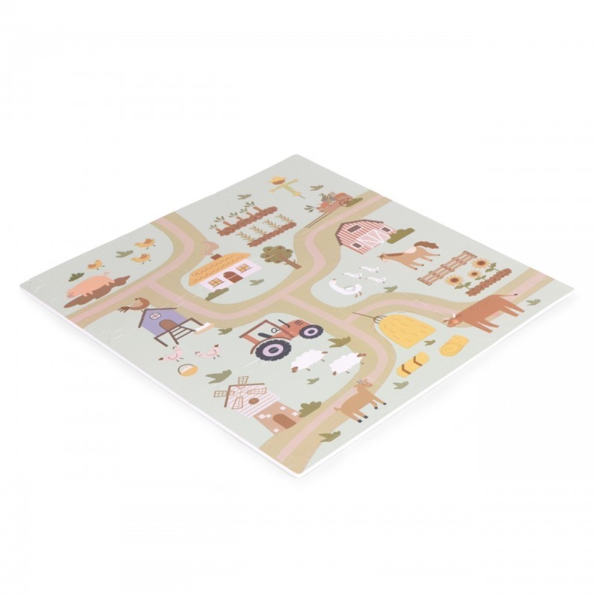 Lauku motīvu puzles paklājiņš no EVA putām 90.5x90.5 cm, 21 gabals