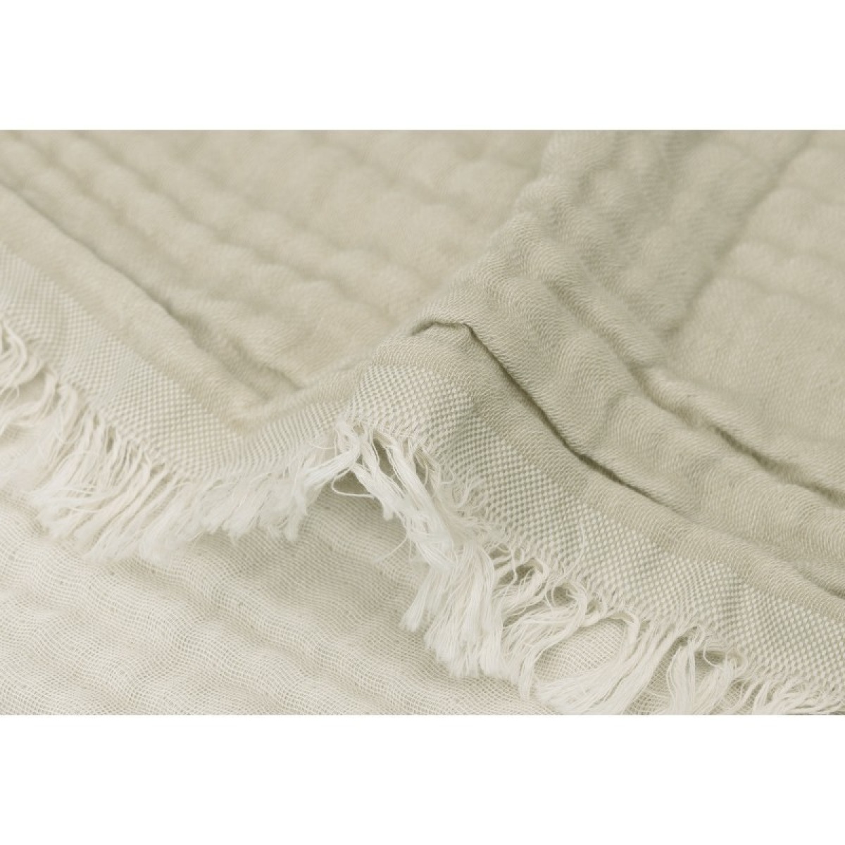 Mazulim paredzēta sedziņa 75x100 cm ar bārkstīm, olīvzaļa/ziloņkaula krāsā, GOTS