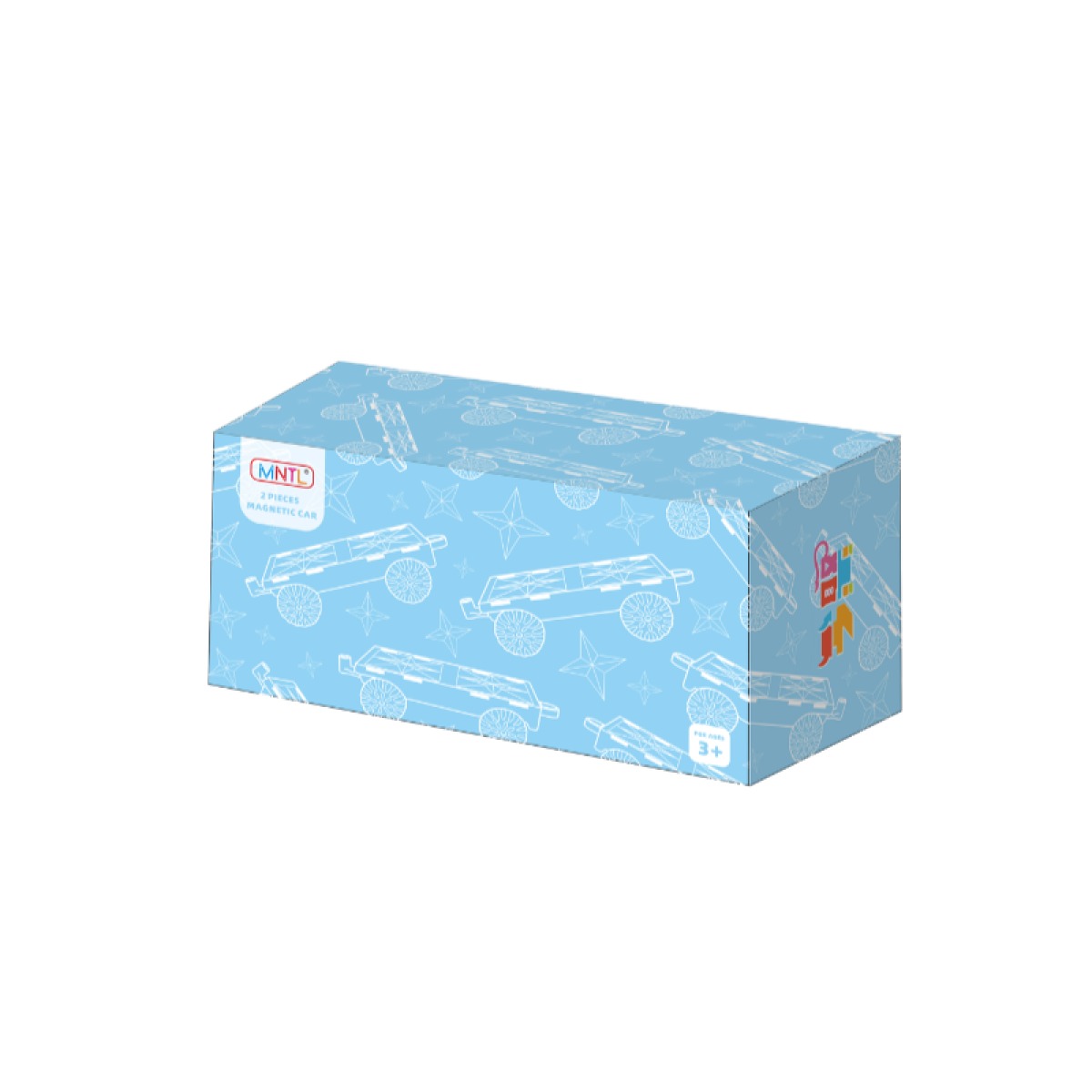 MNTL magnētisko klucīšu papildkomplekts ar 2 automašīnu pamatnēm