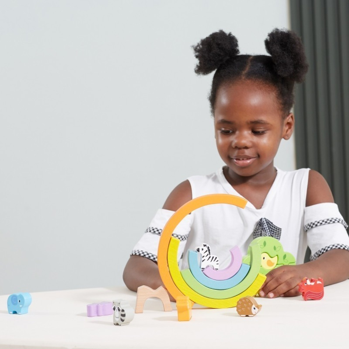 Koka vikerkaarekujulised pusleklotsid Creative Montessori