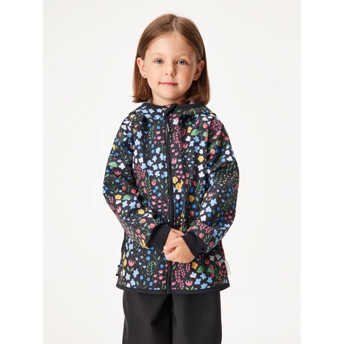 Bērnu softshell jope fliisvoodriga Basic, must / garden