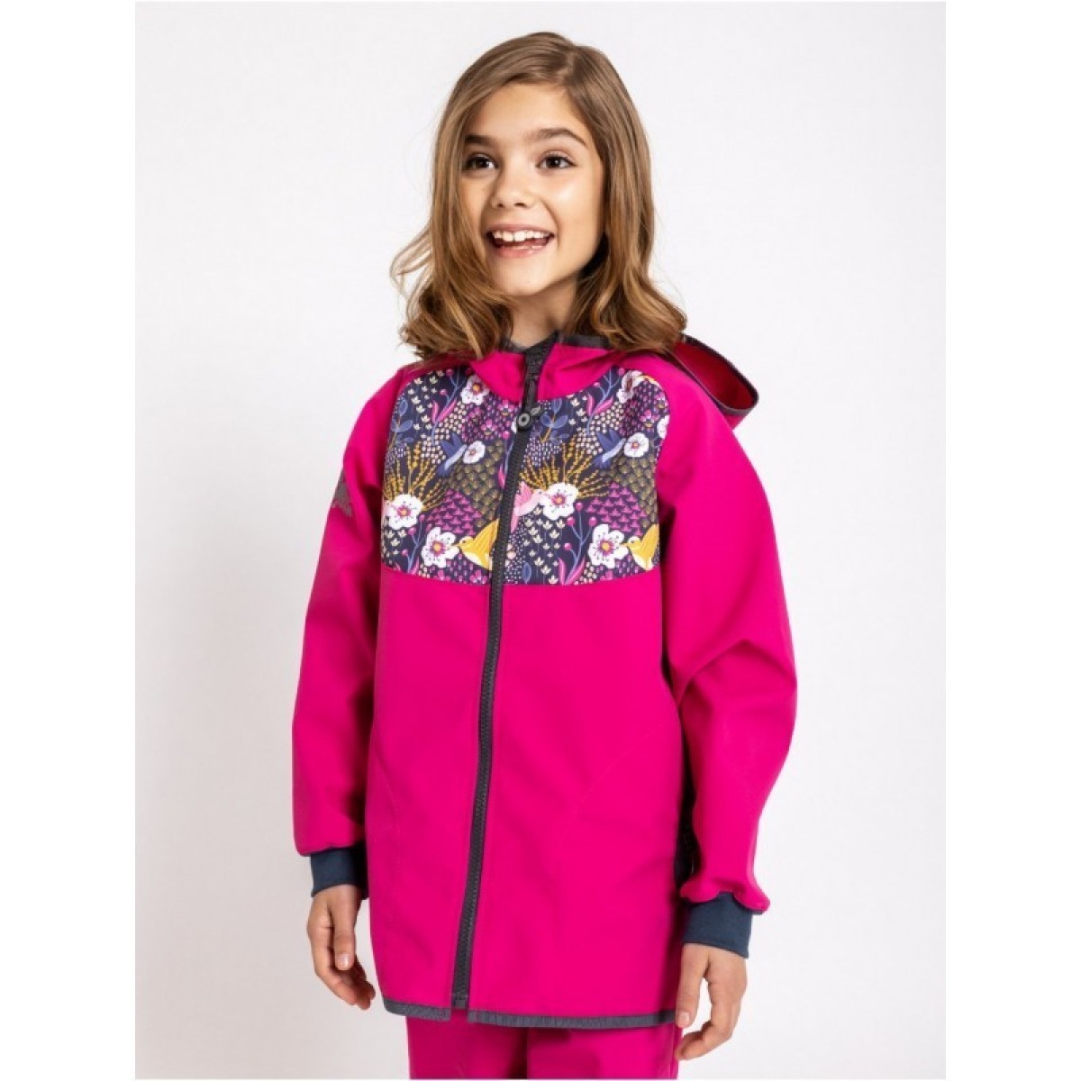 Bērnu softshell jope ilma voodrita, fuksia/koolibri