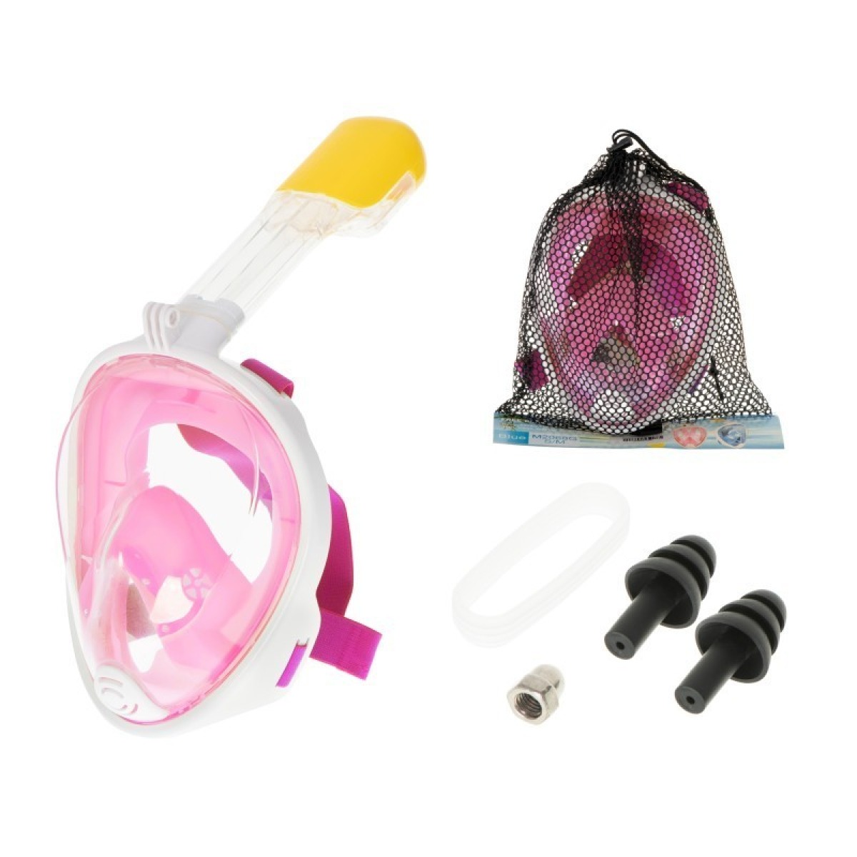 Pilnsejas snorkelēšanas maska S/M, rozā