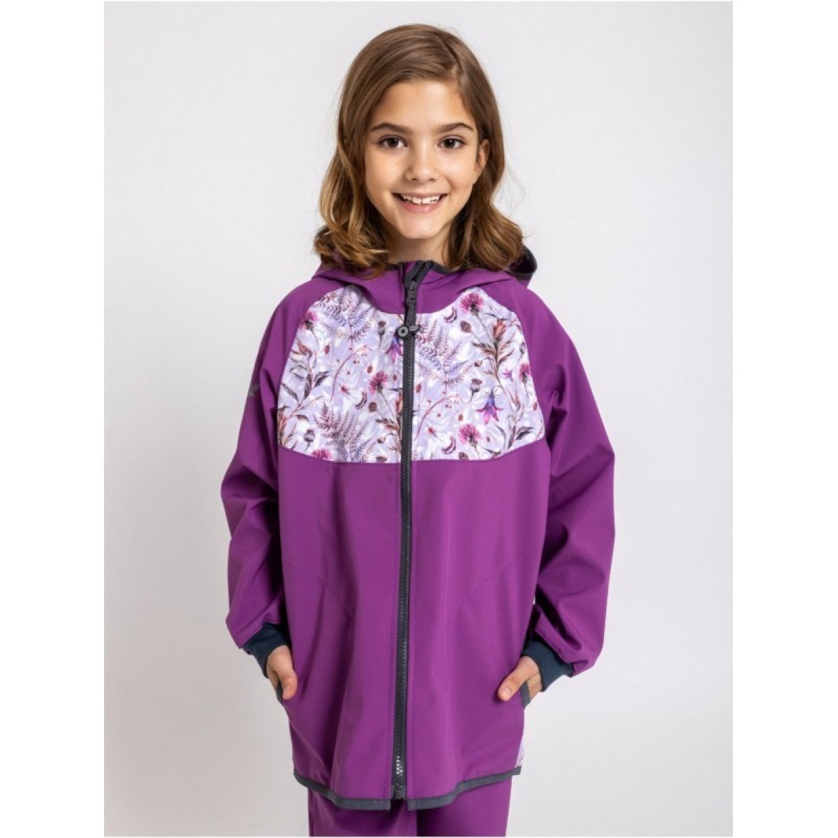 Bērnu softshell jope ilma voodrita 122/128, lilla/meadow