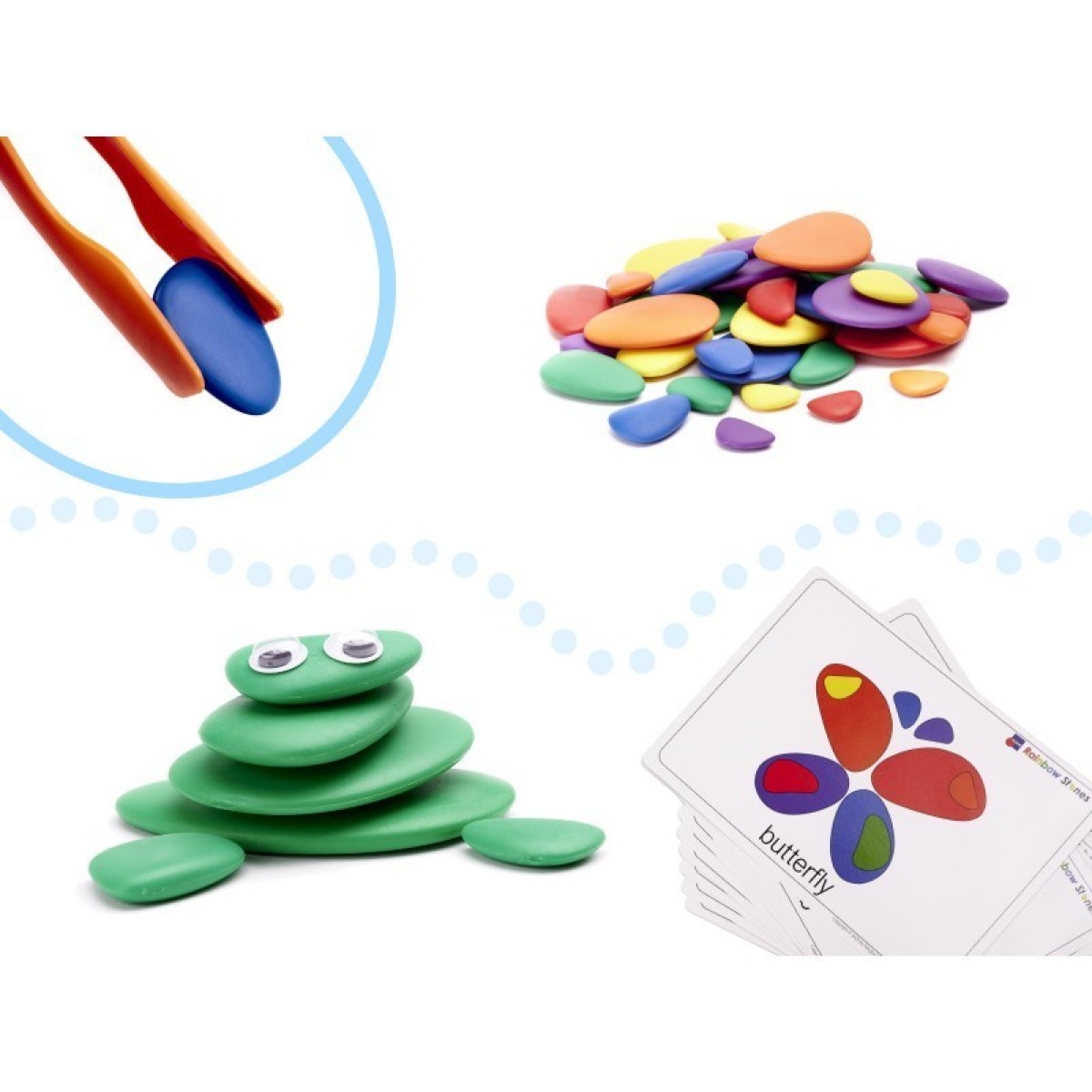 Montessori mäng värilised kivikesed