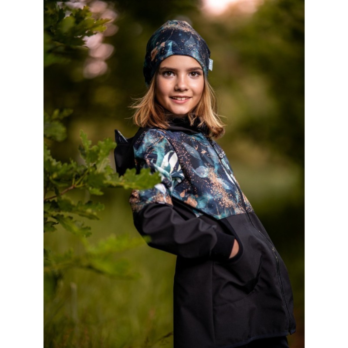 Fliismüts beanie, leaves