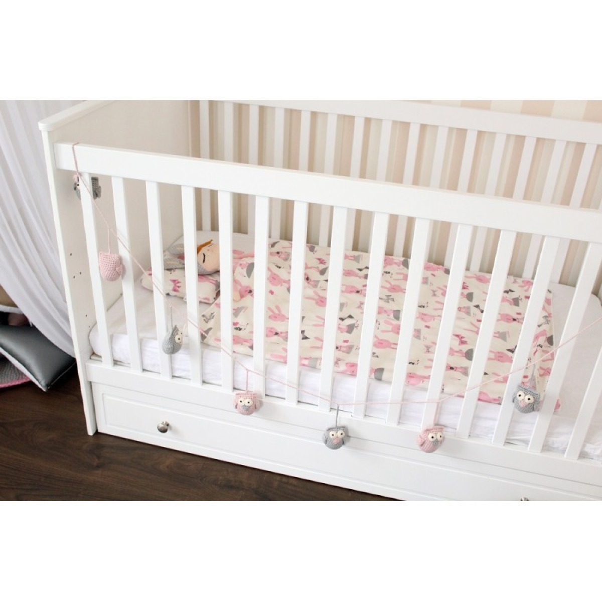 Tamborēta pūču virtene, rozā | MIU Kids