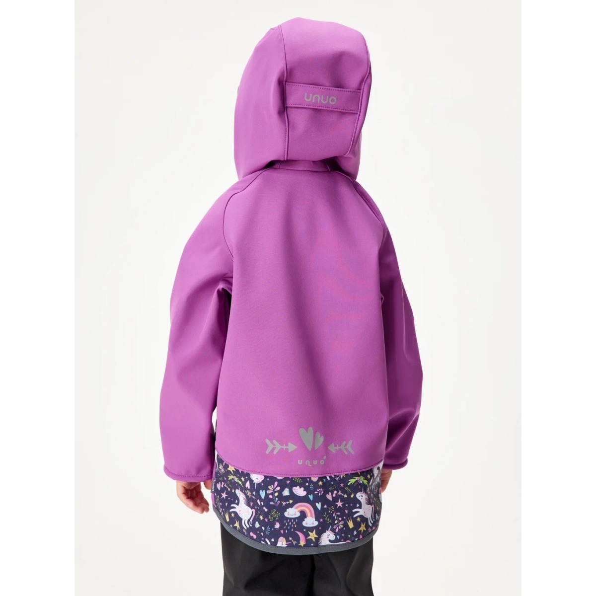 Bērnu softshell jaka ar flīsa oderi Basic, violeta ar vienradžiem
