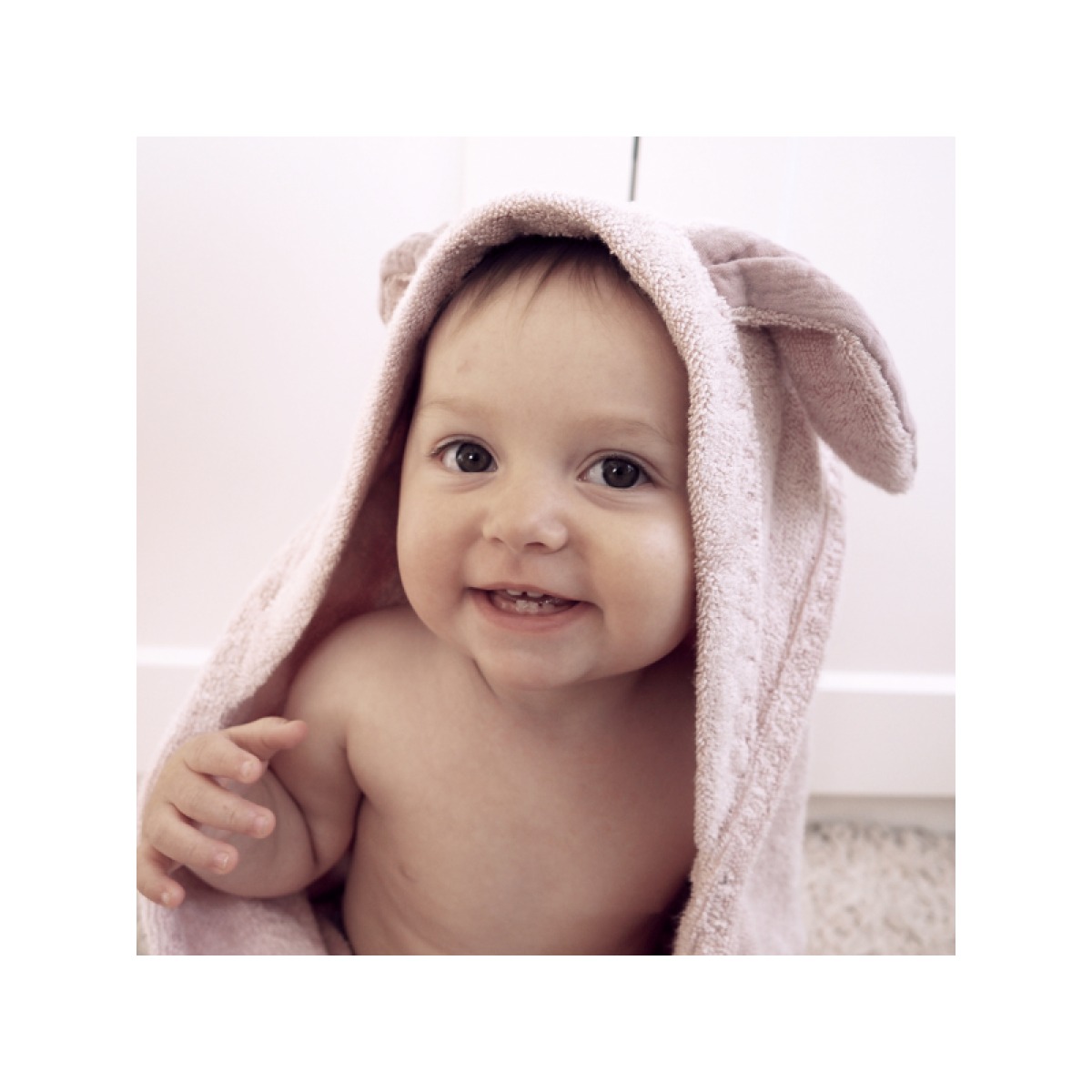 Bambusa dvielis ar kapuci Bunny, pelēks