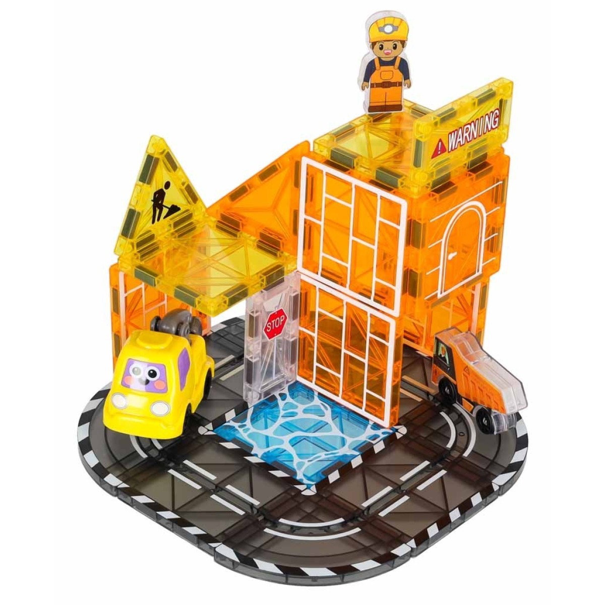 3D magnētiskie konstruktori — celtniecības transportlīdzekļi, 92 gab.