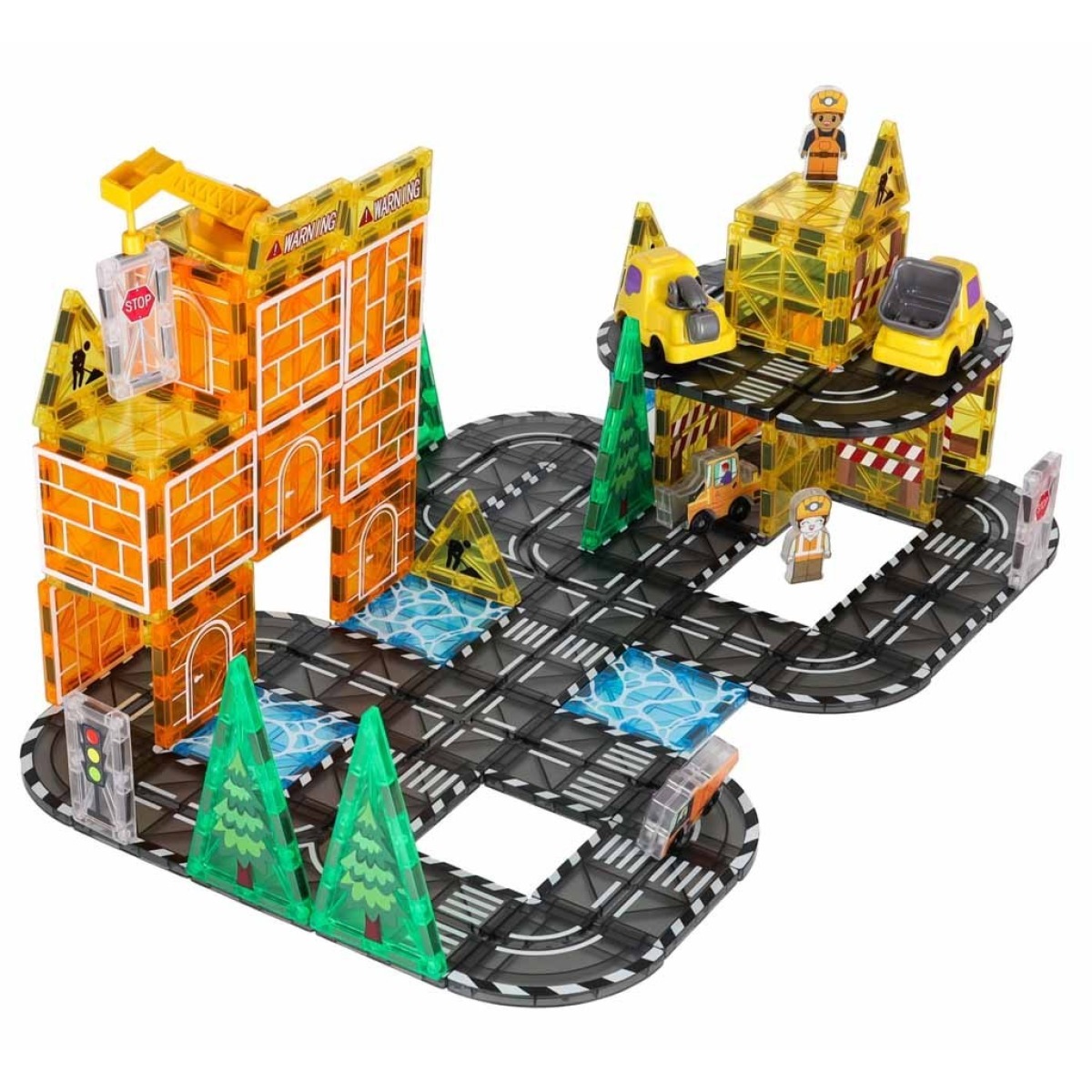 3D magnētiskie konstruktori — celtniecības transportlīdzekļi, 92 gab.