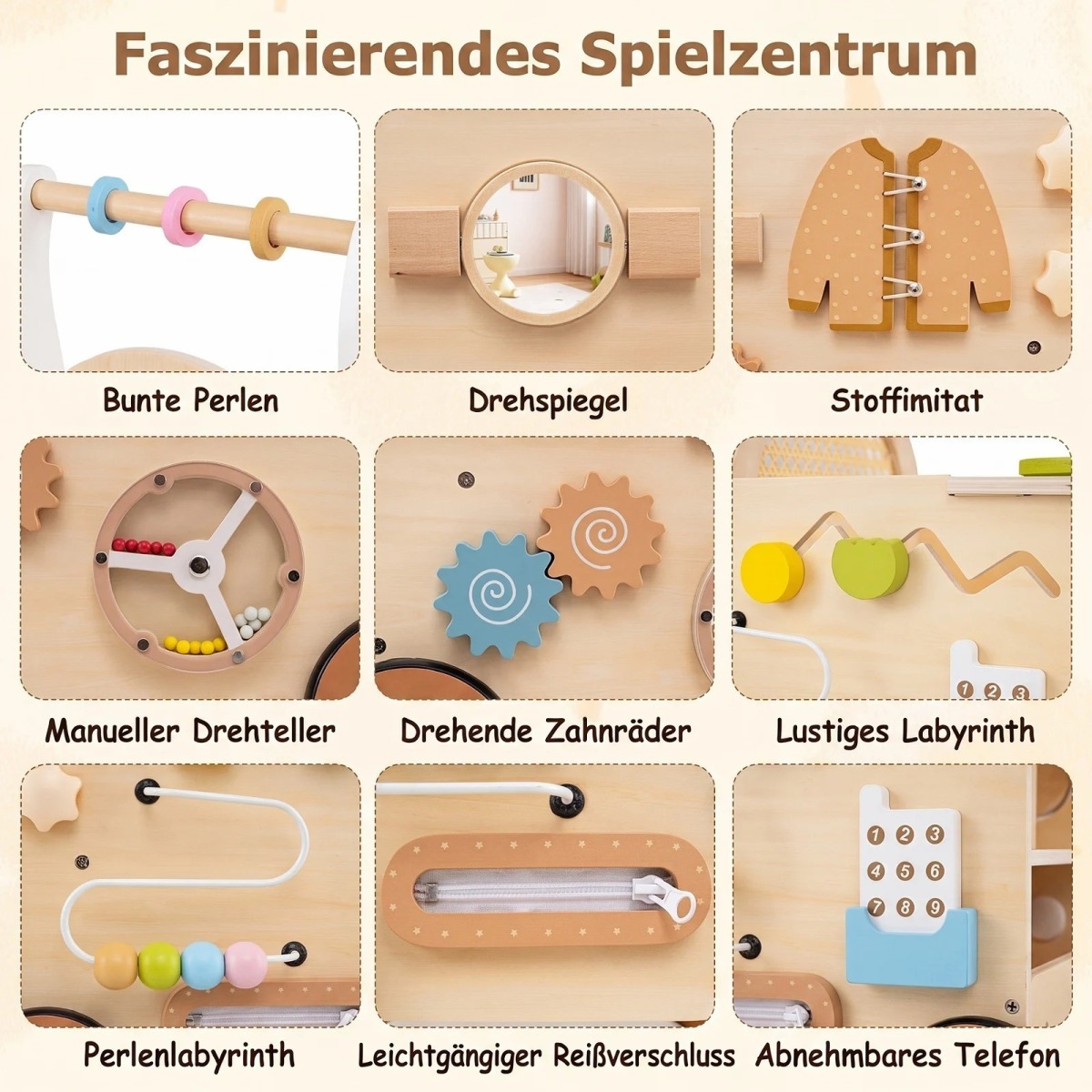 13-in-1 1. tipa koka staigulis mazuļiem ar riteņiem un uzglabāšanas vietu