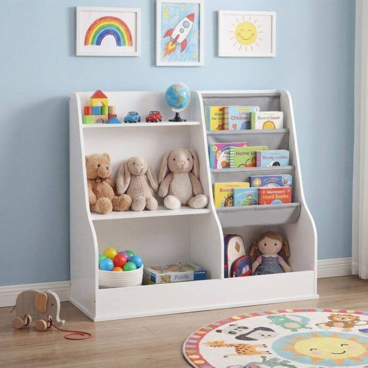 Koka rotaļlietase hoiuriiul bērniem, 80 cm, 3 tekstiiltaskug