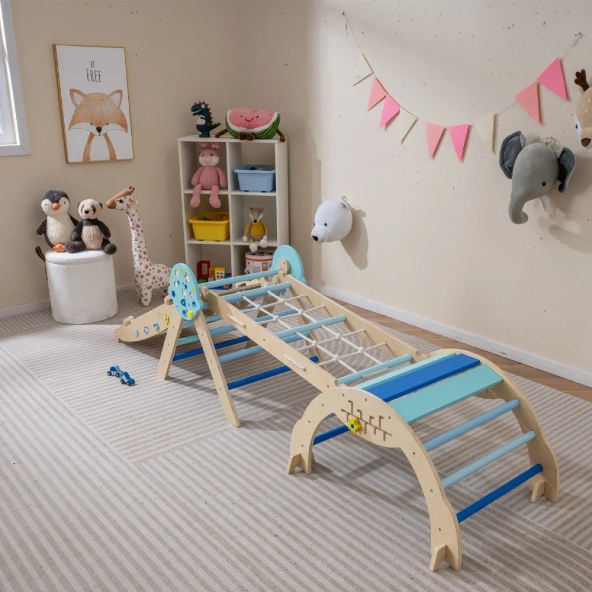 8-ühes kokkupandav mazuļa ronimisraam, koka Montessori astro