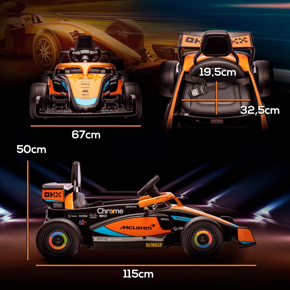 Elektriline lasteauto McLaren Formel-1 puldi ja muusikaga, o