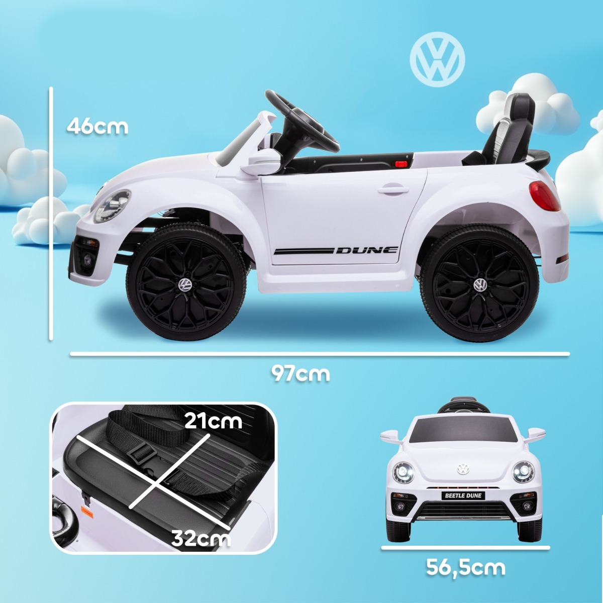 Elektriline lasteauto VW Beetle puldi ja muusikaga, 3–5 km/h