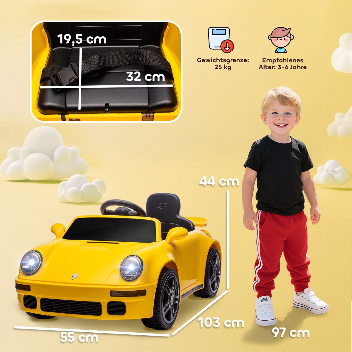 Bērnu elektriauto 12 V puldi, pehme käivituse, MP3-mängija j