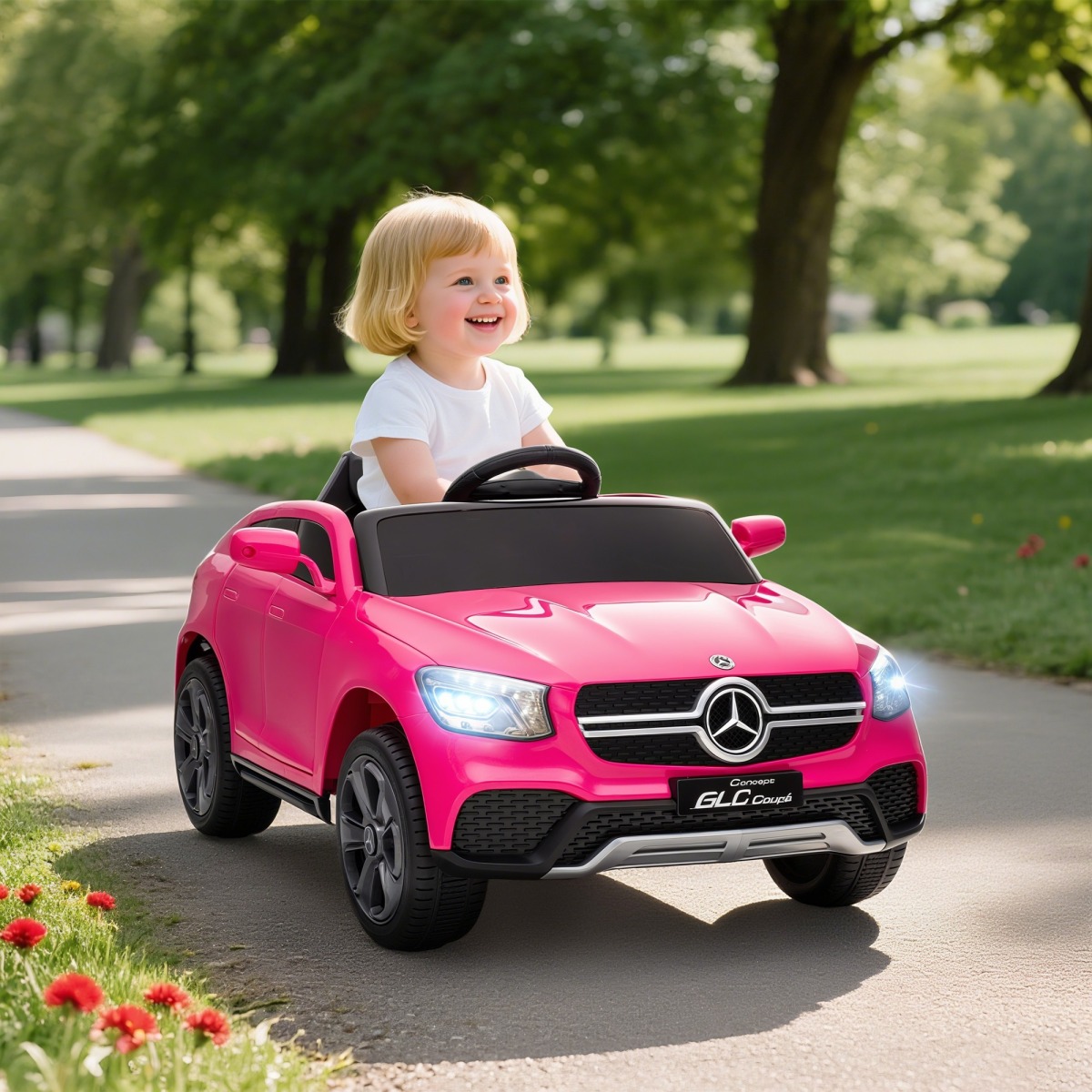 Mercedes GLC Coupé bērnu elektroauto 12 V, ar tālvadības pulti, 3 ātrumi, rozā