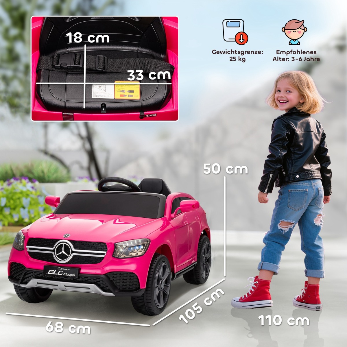 Bērnu elektriauto 12 V, pult, LED-tuled, muusika, 3 kiirust,