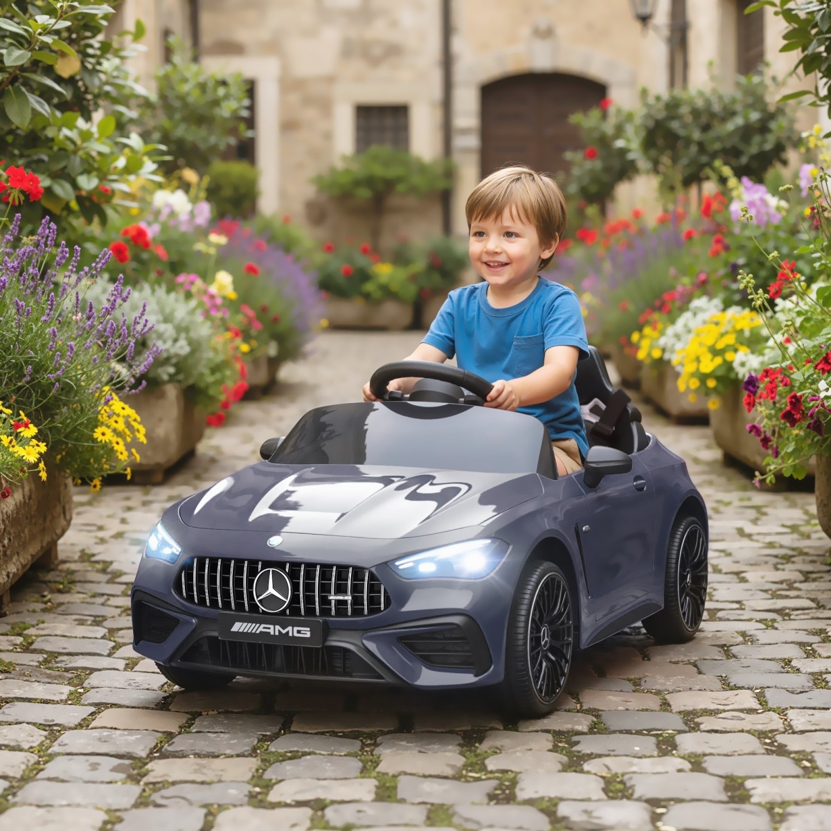 Bērnu elektromobilis Mercedes-AMG dizainā, 12 V, ar tālvadības pulti, pelēks